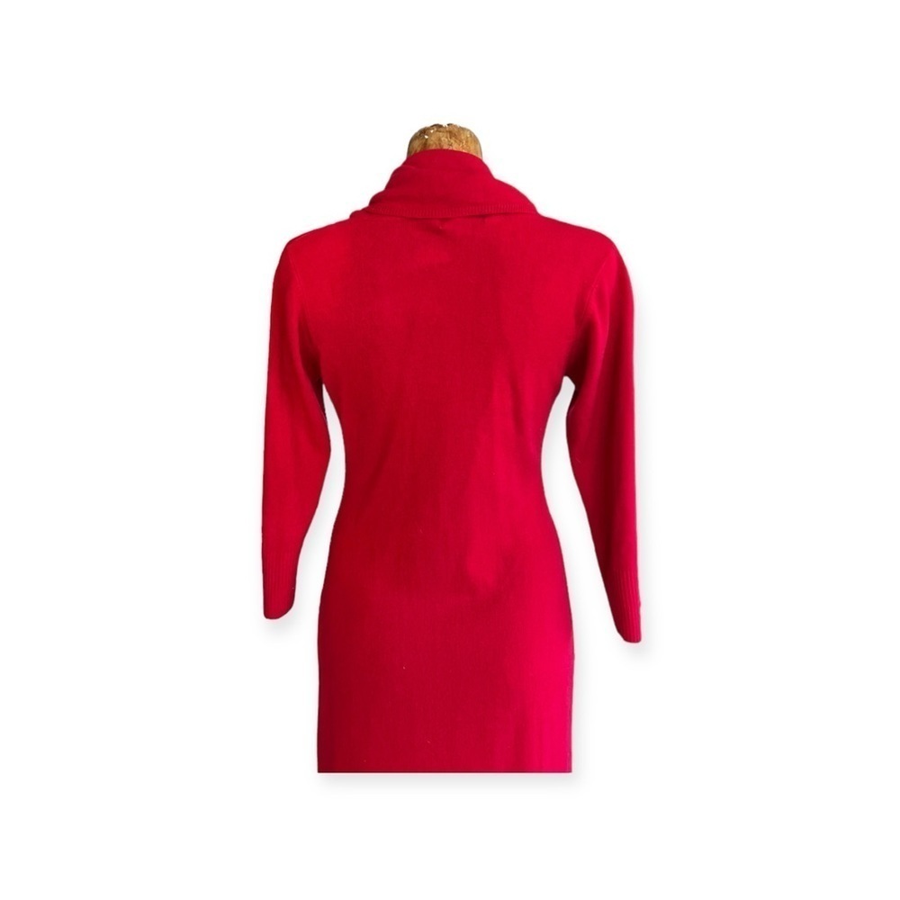 Connected Apparel Dress red cowl neck medium long sleeve - Picture 6 of 8